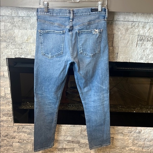 Citizens Of Humanity Blue Straight Jeans with Faded Distressing - Picture 11 of 14